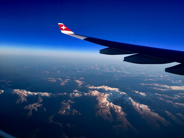 mountains below plane