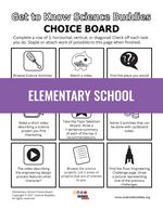 Get to Know Science Buddies choice board for Elementary School
