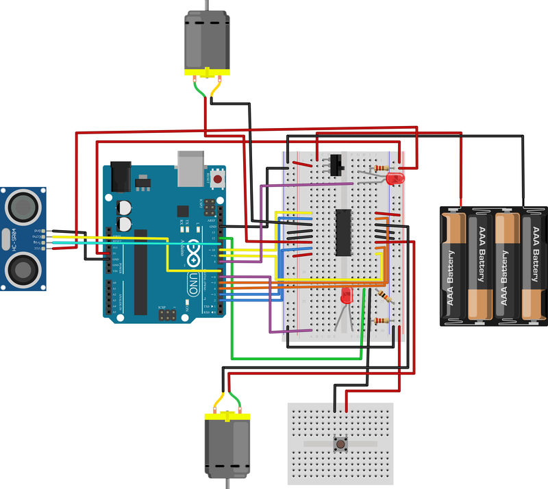 Breadboard diagram for circuit with remote control button 
