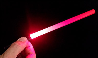 Lightsaber made from a milkshake straw with a built-in LED light 