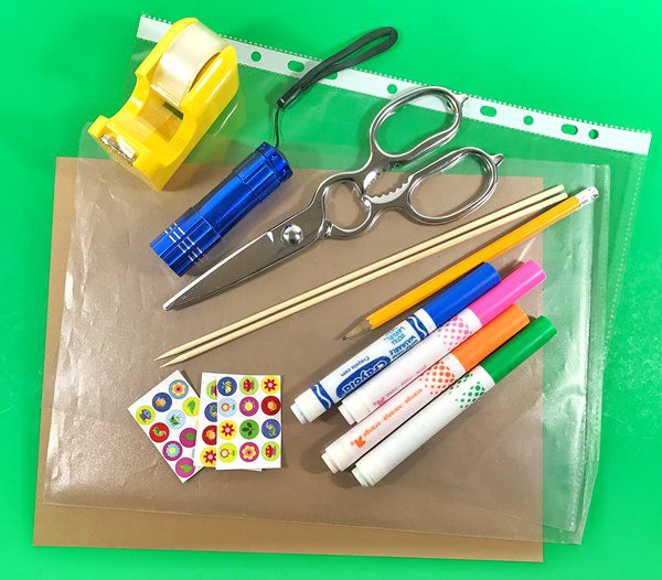 Materials needed for Shadow Puppets science activity