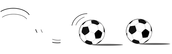 Drawing of two soccer balls rolling