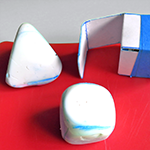 Samples of hard boiled eggs in unsual shapes