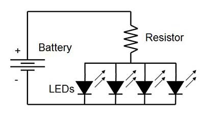 Circuit diagram for LEDs and resistor