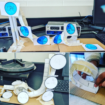 Examples of paper roller coasters from Robert's energy unit