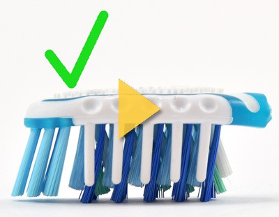 Side view of the head of a toothbrush