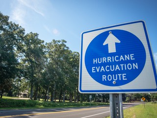 Hurricane evacuation route sign