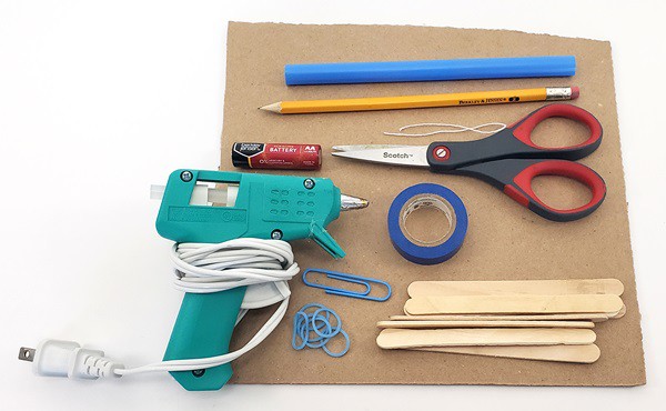 Materials to build the mini trebuchet