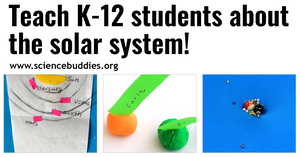 Pocket solar system, play dough models of planets, and pool ball and marbles on a large piece of fabric to explore gravity to represent collection of STEM lessons and activities to teach about the solar system