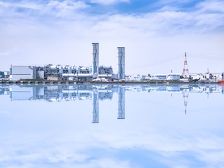 factory with water nearby