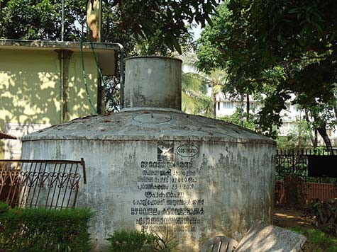 A 35,000-liter rainwater harvesting tank