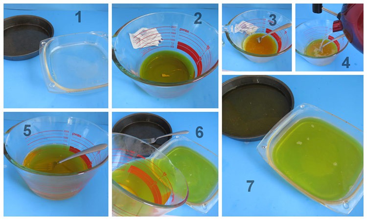 Jello being made in 7 steps