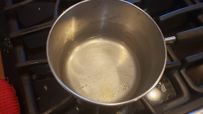 Clear agar-agar solution after boiling for several minutes