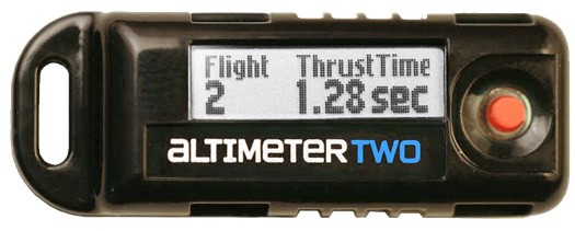 A picture of the ALTIMETERTWO displaying flight information on a small screen,