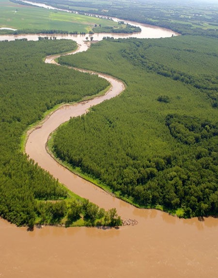 Aerial photo of the Big Muddy River in Illinois