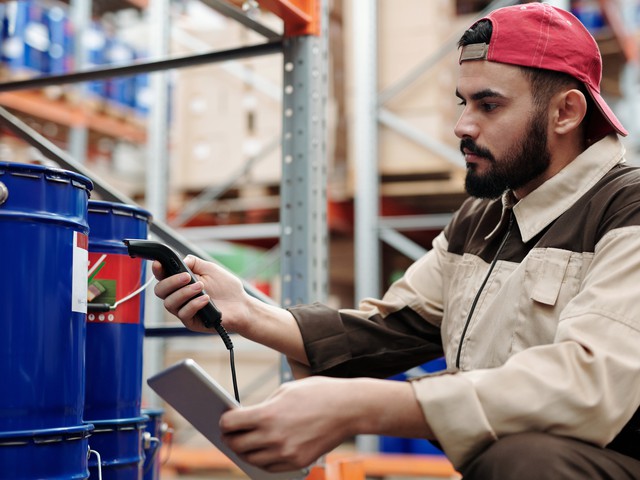 person using a barcode reader