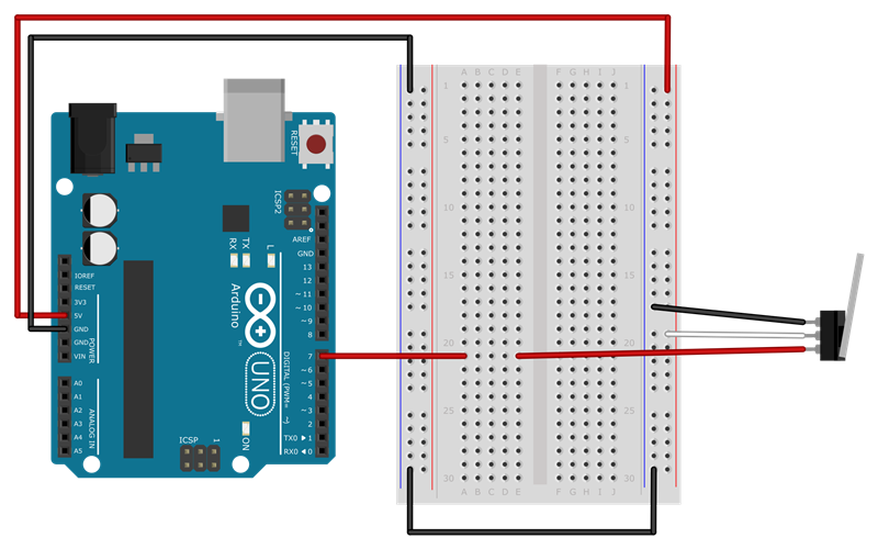 Bump sensor connected to Arduino digital pin 