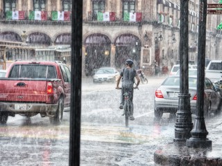 rain storm in city
