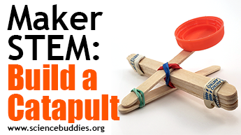 Makerspace STEM: popsicle stick catapult with recycled cap