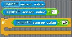 Sound sensor blocks in the program Scratch