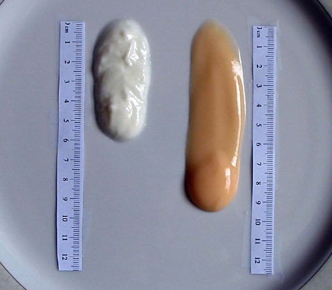 The distance two sauces slide across a plate is measured