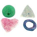 Sample small plastic beads made from a chemical reaction involving milk