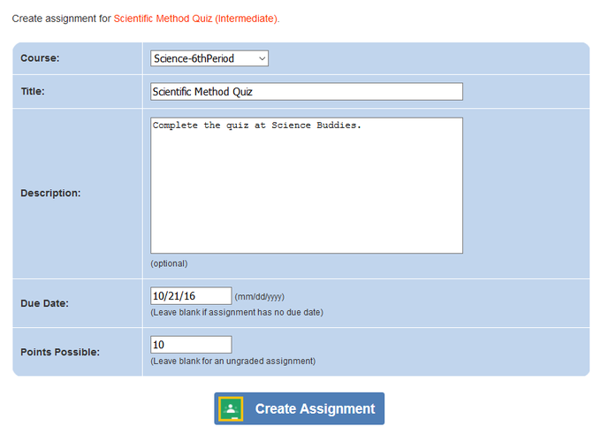 Add assignment details