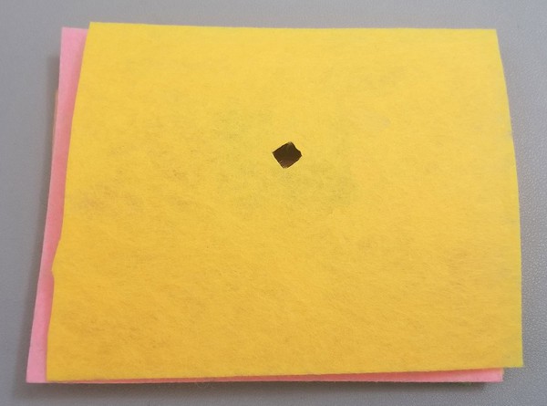 hole cut out of LED patch. 
