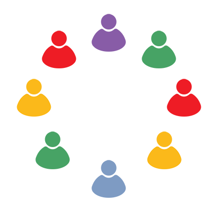 Circle of people icons representing diversity in STEM