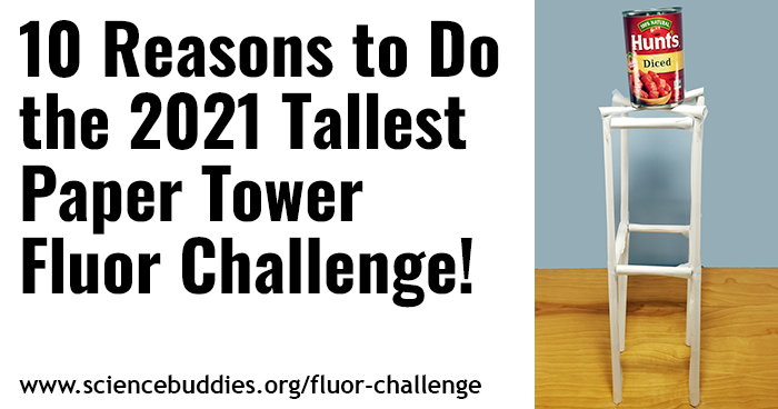 Example of a tall tower made from paper and tape for the 2021 Fluor Engineering Challenge as an example of a possible solution for the challenge