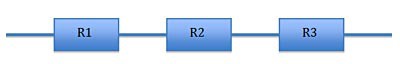 Drawing of three resistors connected in series