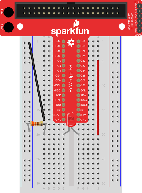 piano breadboard 1 LED