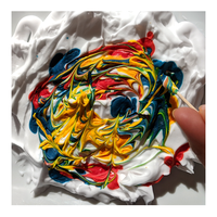 Example of food coloring swirled on top of shaving cream with a tooth pick as part of a paper marbling science activity - Art Science Experiments