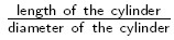 Equation for the aspect ratio of a cylinder is the cylinder's length divided by its diameter