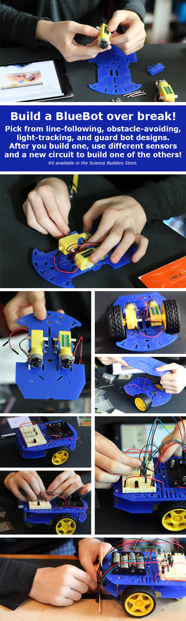 Build a BlueBot Over Break with the BlueBot: 4-in-1 Robotics Kit