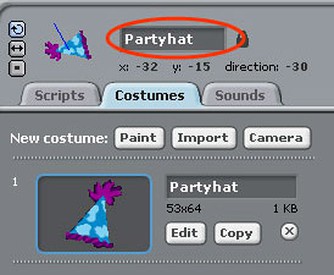 Screenshot of sprite creation options in the program Scratch