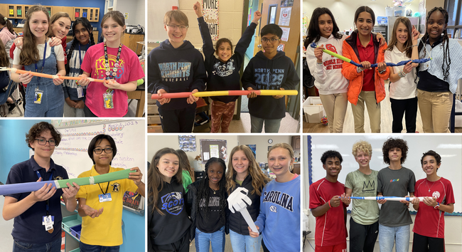 Collage of students, between ages 11 and 14, showing off their 2023 Science Buddies Engineering Challenge solutions.