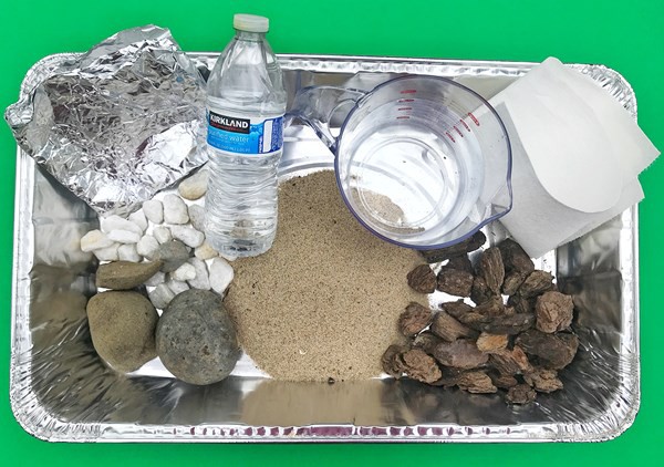 Materials needed for the 'Water Bodies In a Pan' Lesson Plan.