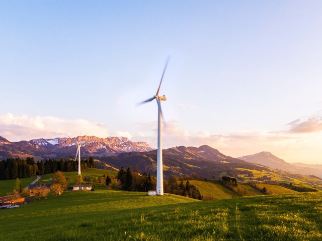 Wind turbine by houses