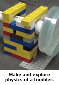 Spring break science / hands-on projects guide for families -- LEGO tumbler physics project