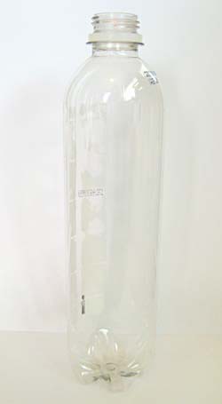 A clear plastic bottle