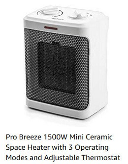 Screenshot of a 1500 watt space heater found on Amazon.com