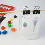 Example of chromatography strips showing colors of dye in markers or candy