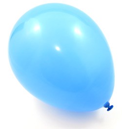 An inflated blue balloon