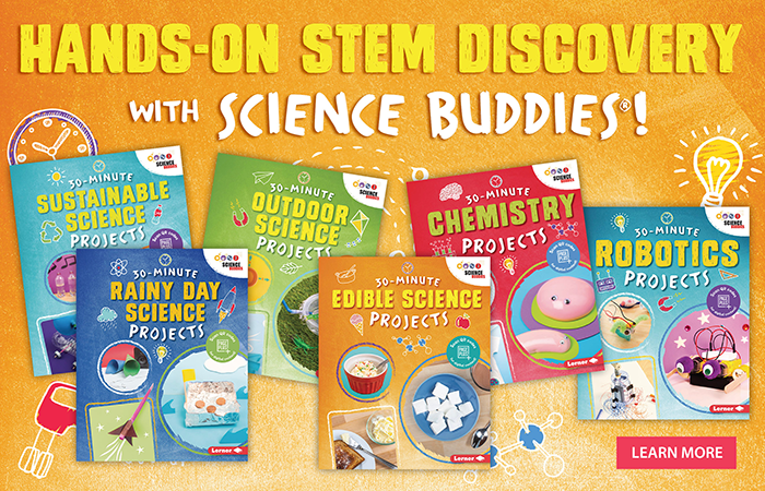 Cover images of six science project books from the 30 minute maker series created by Science Buddies