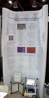 A science project displayed on a large scroll of paper attached to a floor stand