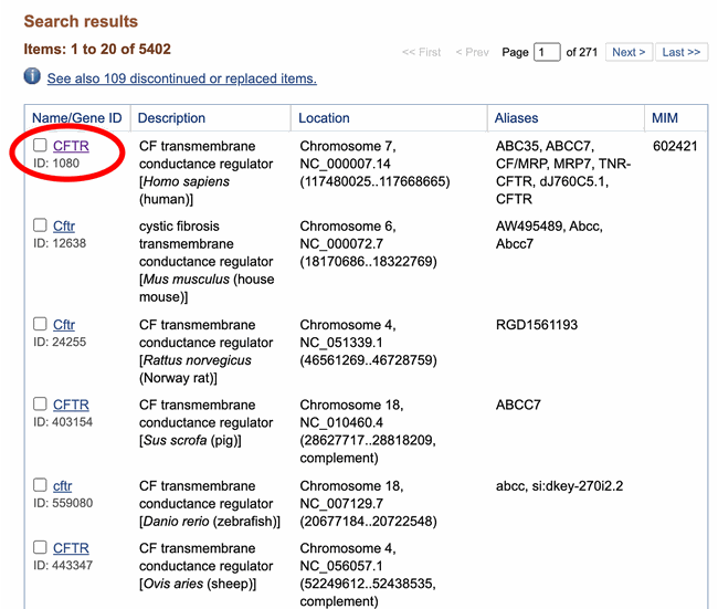 Screenshot of the search result page on the ncbi.nlm.nih.gov website