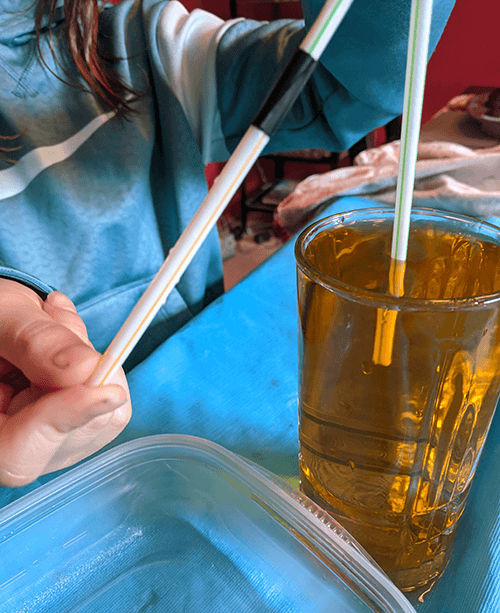 A longer siphon made from straws