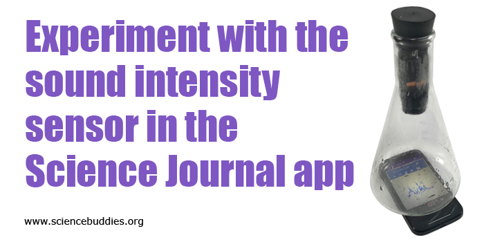 A smartphone with the Google Science Journal app opened underneath an empty Erlenmeyer flask