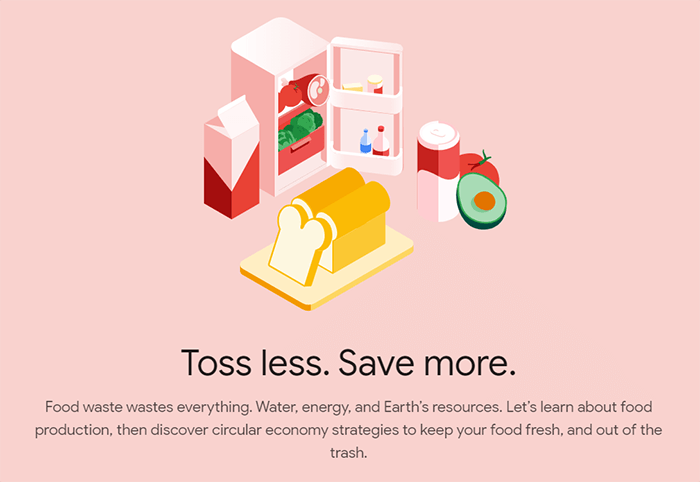 Screenshot of the Food section of Your Plan Your Planet, an interactive tool about sustainability